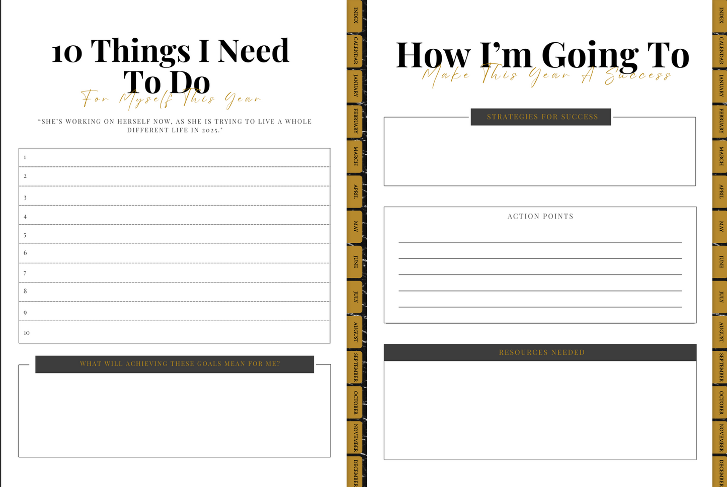Digital Planner, She Who Elevates 2025, Black