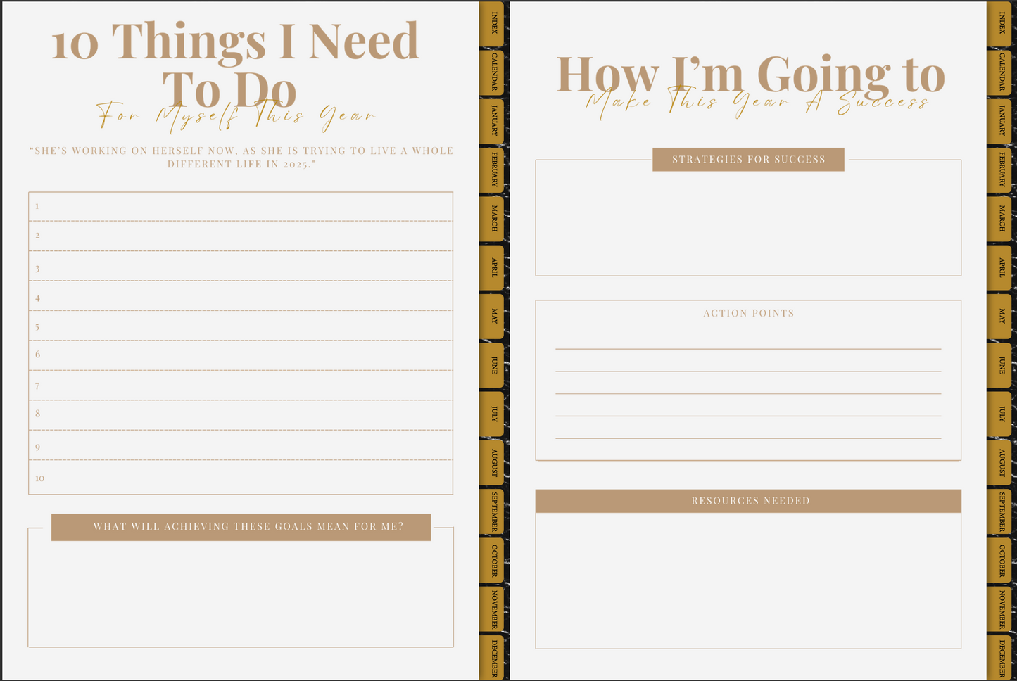 Digital Planner, She Who Elevates 2025, Brown