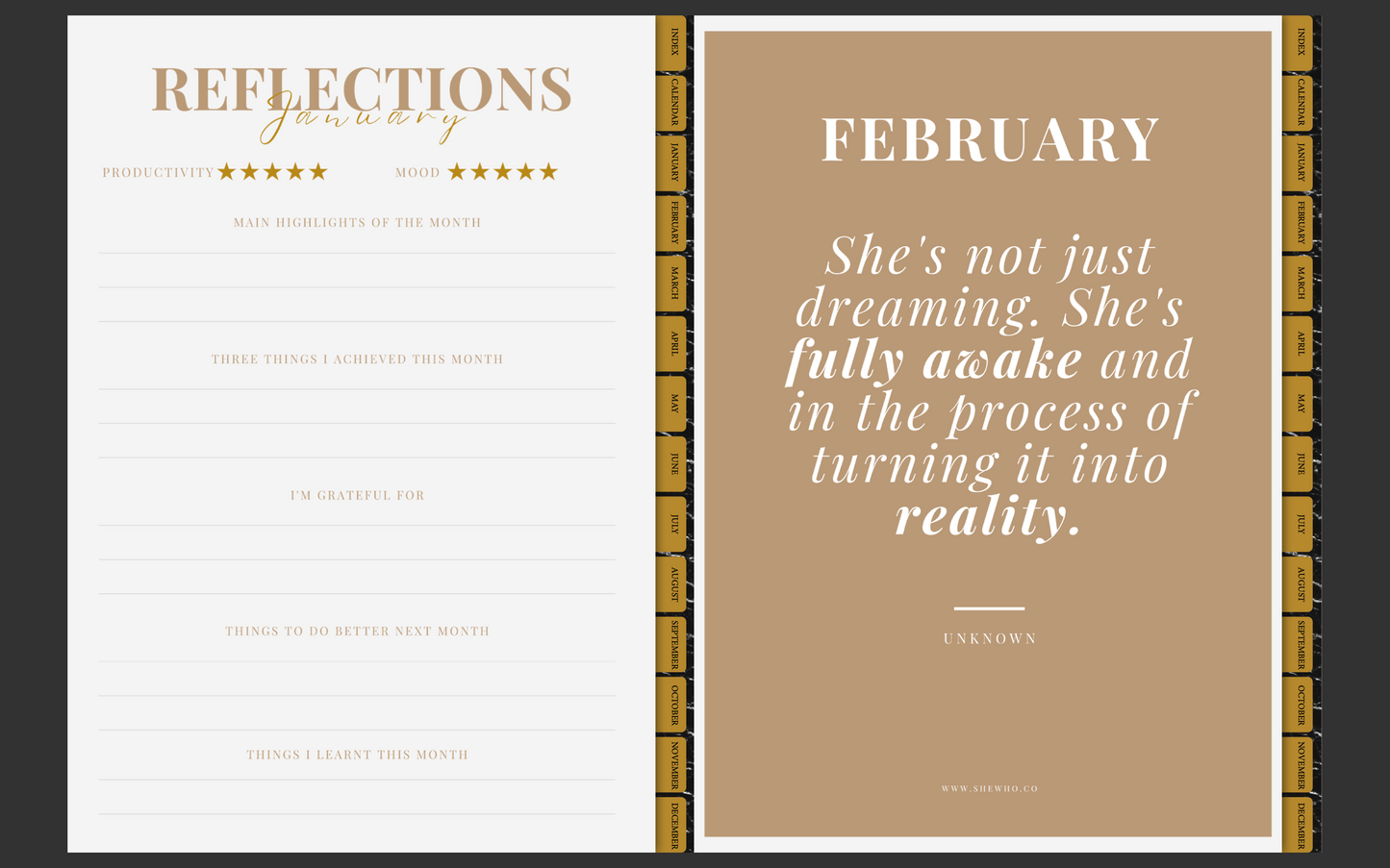 Digital Planner, She Who Elevates 2025, Brown